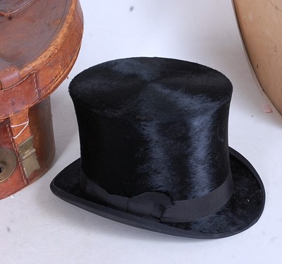 Lot 12 - A Victorian gentleman's black moleskin top-hat,...