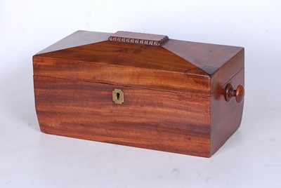 Lot 34 - A Regency mahogany tea caddy, of sarcophagus...