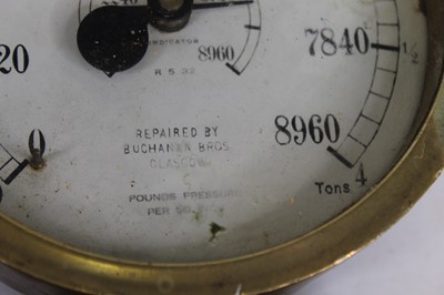 Lot 54 - A mid-20th century brass cased pressure gauge,...