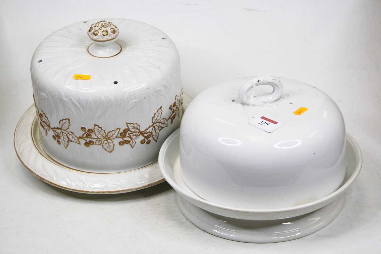 Lot 110 - A Victorian Staffordshire cheese dome and...
