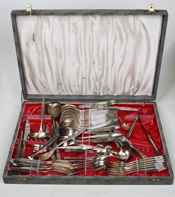 Lot 129 - A mid-20th century canteen of steel cutlery...