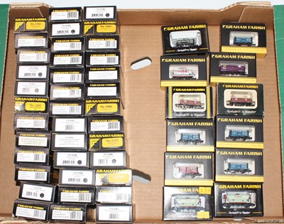 Lot 584 - 50 boxed Graham Farish N Gauge wagons and...