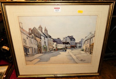 Lot 1074 - GA Gunn - unknown street scene, watercolour,...