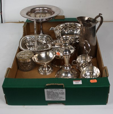 Lot 183 - A box of metalware to include a silver backed...