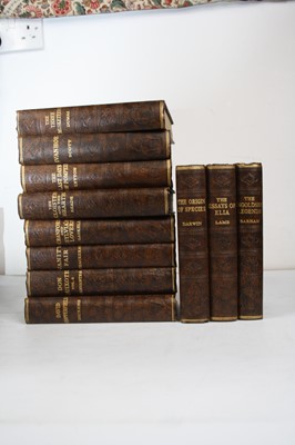 Lot 184 - A box of assorted leather bound books to...