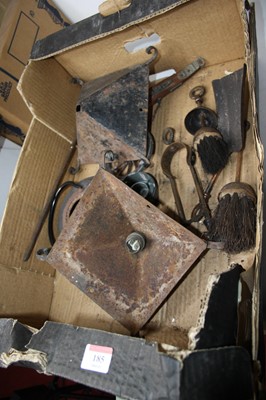 Lot 185 - A box of miscellaneous items to include a cast...