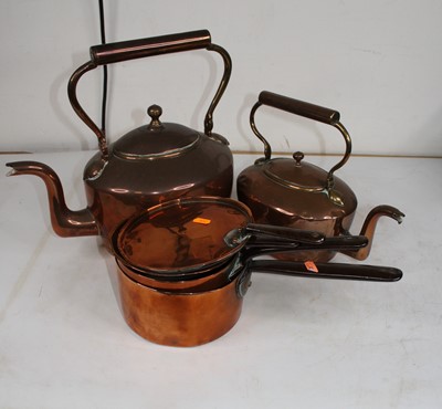 Lot 192 - Two boxes of miscellaneous copperwares to...