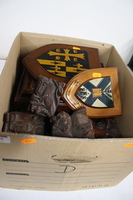 Lot 199 - A box of miscellaneous items to include carved...