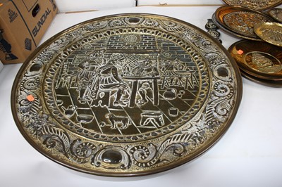 Lot 201 - A large continental 20th century brass tray,...