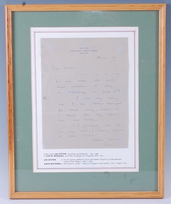 Lot 1271 - A hand written letter from cricketer Len...