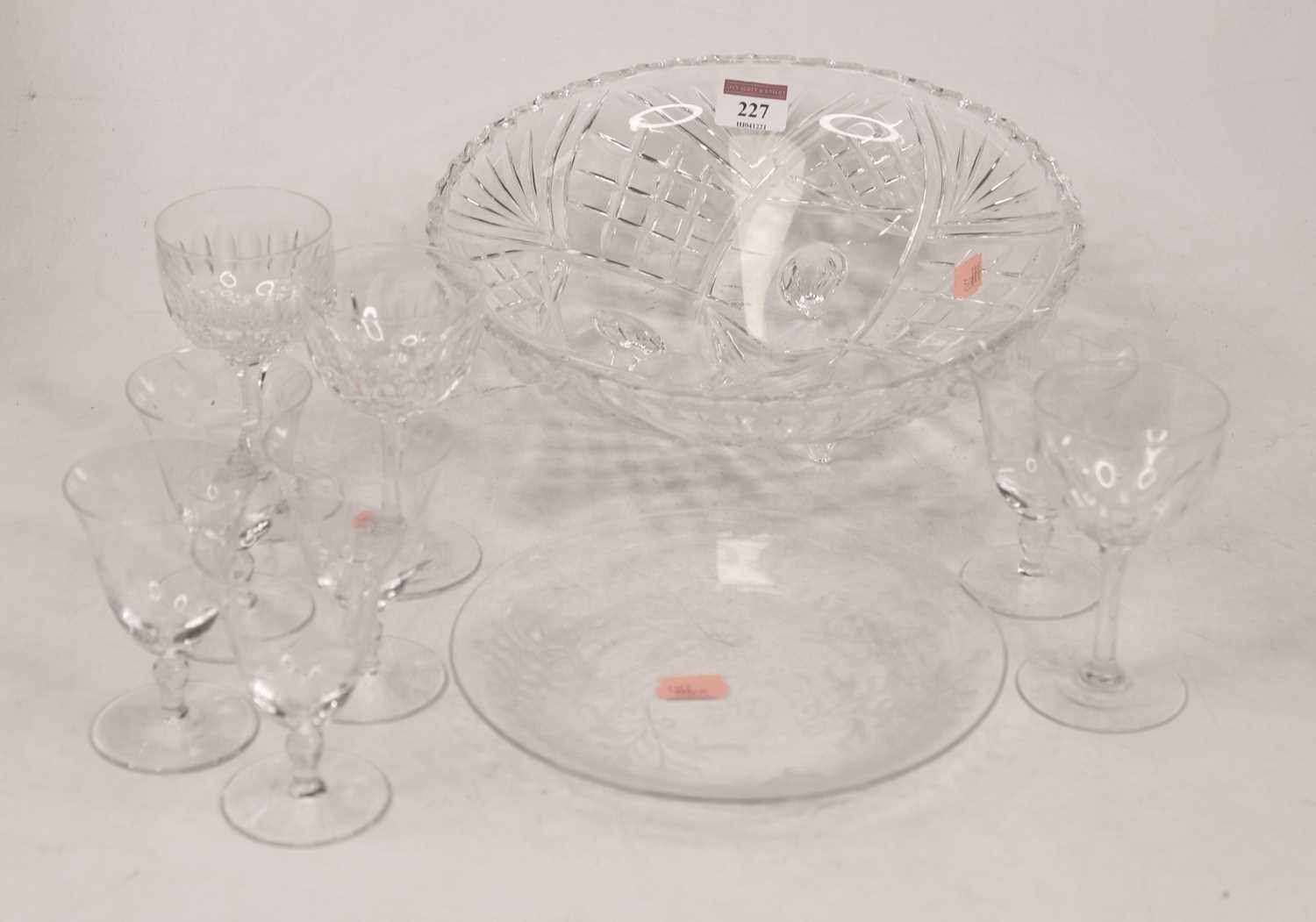 Lot 227 - A cut glass fruit bowl together with various...