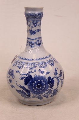 Lot 236 - An 18th century Delft blue and white bottle...