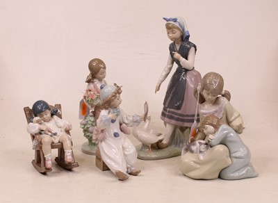 Lot 245 - A collection of five Lladro Spanish porcelain...