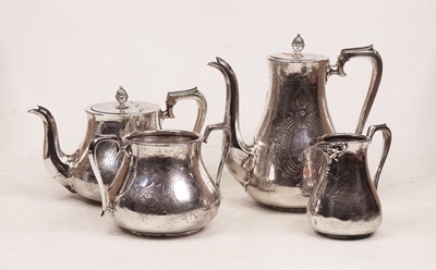 Lot 305 - An early 20th century silver plated four-piece...