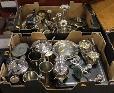 Lot 310 - Two boxes of miscellaneous metalware, to...