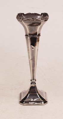 Lot 326 - A George V silver trumpet shaped spill vase,...