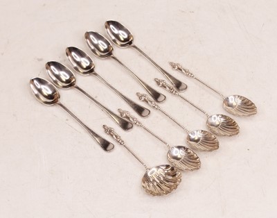 Lot 342 - A set of four George V silver coffee spoons,...