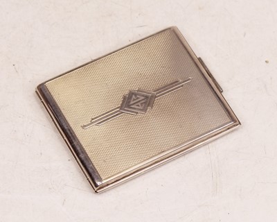 Lot 343 - An Art Deco style lady's silver powder compact,...