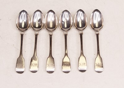 Lot 347 - A set of six Victorian Irish silver teaspoons,...