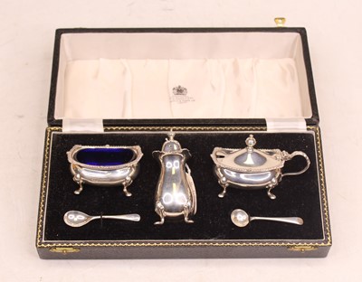 Lot 350 - An Elizabeth II silver five-piece cruet, to...