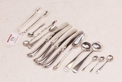 Lot 374 - A small collection of flatware, to include...