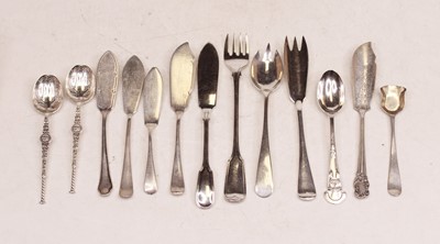 Lot 378 - A small collection of loose silver flatware,...