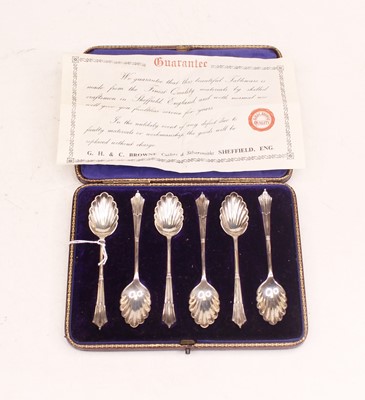 Lot 380 - A set of six George V silver coffee spoons,...