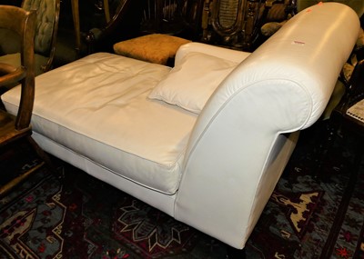 Lot 1410 - A contemporary white leather upholstered...