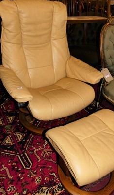 Lot 1412 - A contemporary Stressless cream leather...