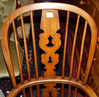 Lot 1414 - An elm and beech splat back Windsor chair,...