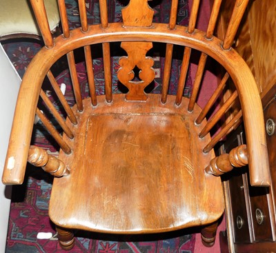 Lot 1414 - An elm and beech splat back Windsor chair,...