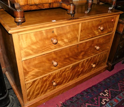 Lot 1448 - A Victorian satinwood square front chest of...