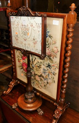 Lot 1478 - A Victorian rosewood and floral needlework...