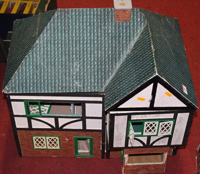 Lot 1547 - A Georgian style open front wooden dolls house,...