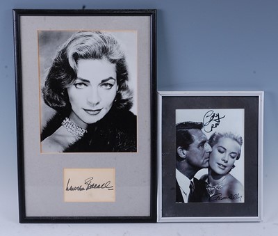 Lot 1132 - Lauren Bacall, (1924-2014), a 24 x 19cm black...