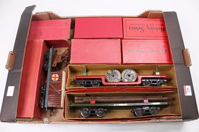 Lot 329 - Nine Hornby wagons: 1937-9 Trolley Wagon with...