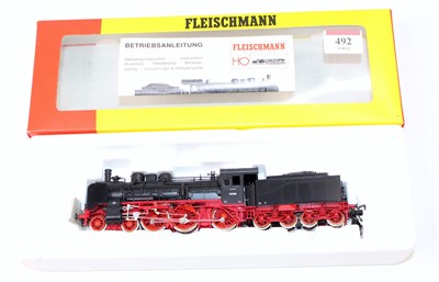 Lot 492 - Fleischmann H0 4160, 4-6-0 loco & tender DB 38-...