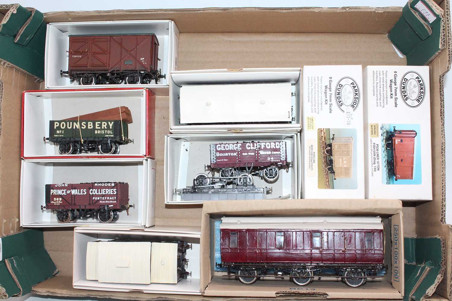 Lot 193 - Eight assembled & painted kit-built wagons...