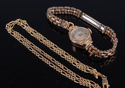 Lot 321 - A 9ct yellow gold figaro link chain with...