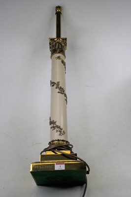 Lot 1 - A 20th century brass table lamp in the form of...