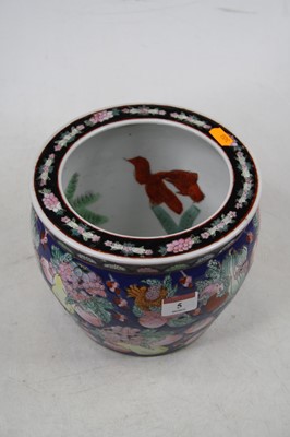 Lot 5 - A 20th century Chinese stoneware goldfish bowl,...