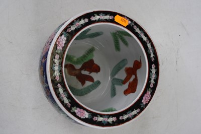 Lot 5 - A 20th century Chinese stoneware goldfish bowl,...