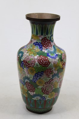 Lot 28 - A pair of Chinese cloisonne enamel vases, of...
