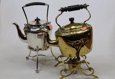 Lot 29 - A 19th century brass spirit kettle on stand, h....