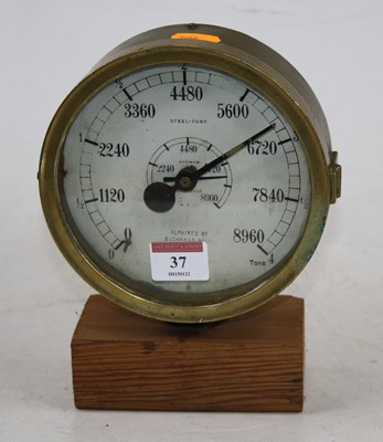 Lot 37 - An early 20th century brass pressure gauge,...