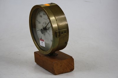 Lot 37 - An early 20th century brass pressure gauge,...