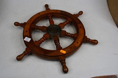 Lot 19 - A pair of reproduction hardwood ships wheels,...