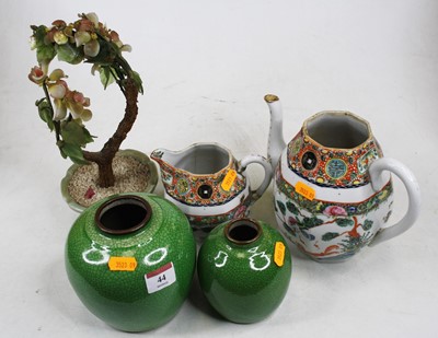 Lot 44 - A Chinese green crackle glazed stoneware vase,...