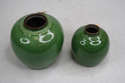 Lot 44 - A Chinese green crackle glazed stoneware vase,...