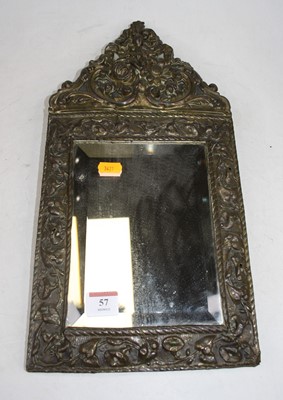 Lot 57 - A 19th century Flemish brass wall mirror,...